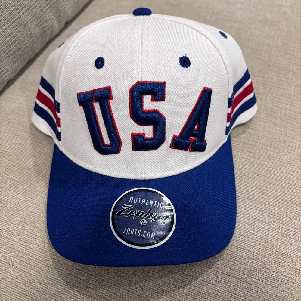 Zephyr USA Cap with Blue and White Design